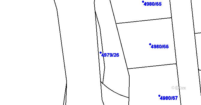 Parcela st. 4979/26 v KÚ Most II, Katastrální mapa