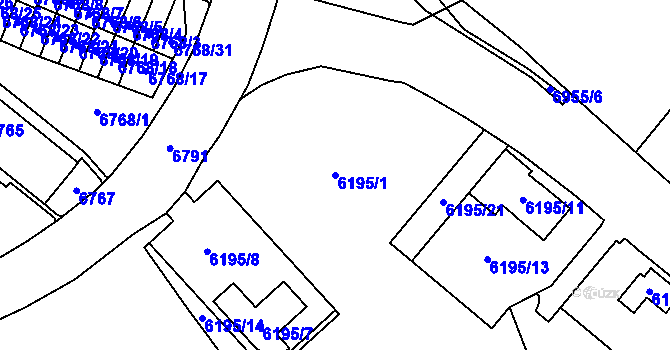Parcela st. 6195/1 v KÚ Most II, Katastrální mapa