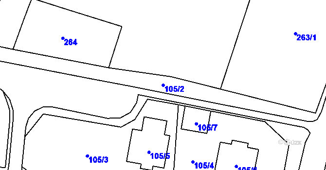 Parcela st. 105/2 v KÚ Most II, Katastrální mapa