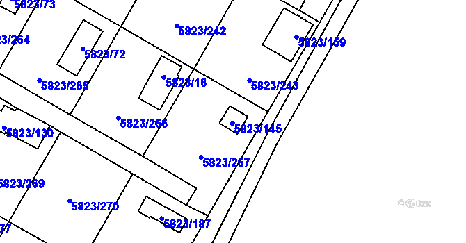 Parcela st. 5823/145 v KÚ Most II, Katastrální mapa