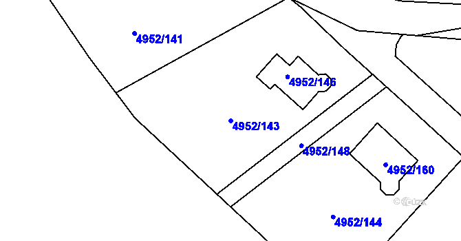 Parcela st. 4952/143 v KÚ Most II, Katastrální mapa