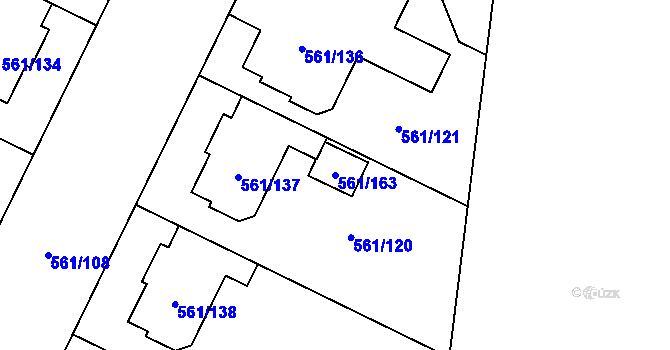 Parcela st. 561/163 v KÚ Most II, Katastrální mapa