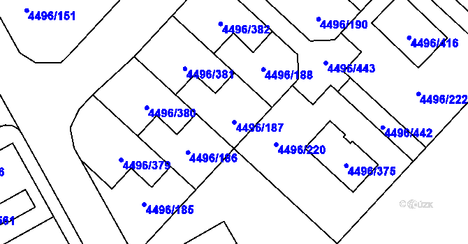 Parcela st. 4496/187 v KÚ Most II, Katastrální mapa