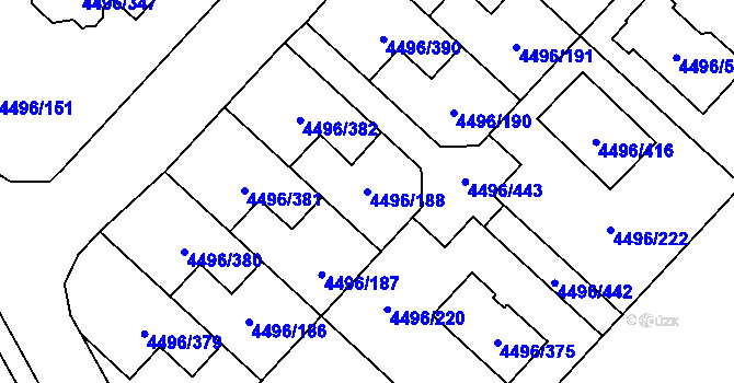 Parcela st. 4496/188 v KÚ Most II, Katastrální mapa