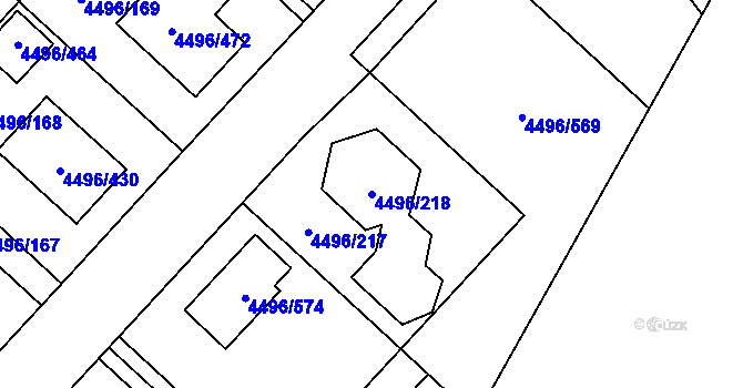 Parcela st. 4496/218 v KÚ Most II, Katastrální mapa