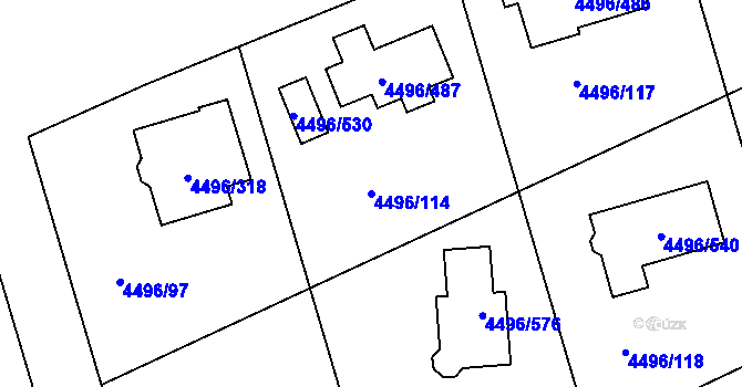Parcela st. 4496/114 v KÚ Most II, Katastrální mapa