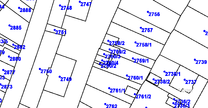 Parcela st. 2760/3 v KÚ Most II, Katastrální mapa