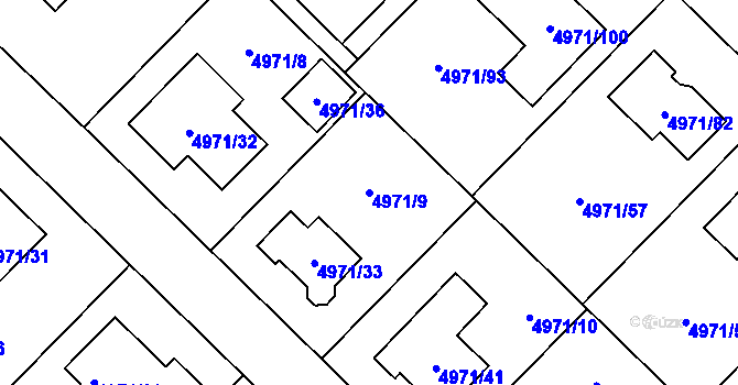 Parcela st. 4971/9 v KÚ Most II, Katastrální mapa
