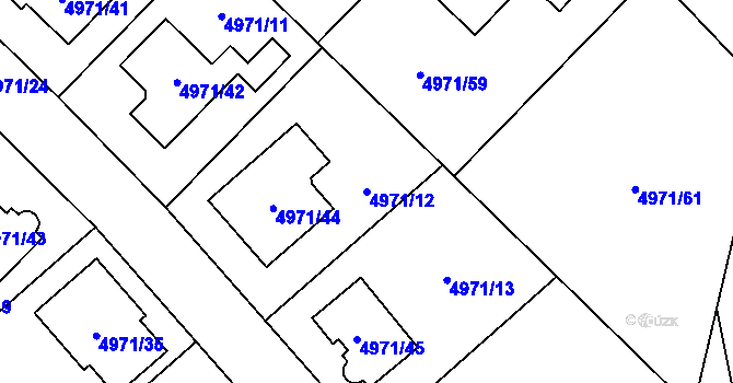 Parcela st. 4971/12 v KÚ Most II, Katastrální mapa