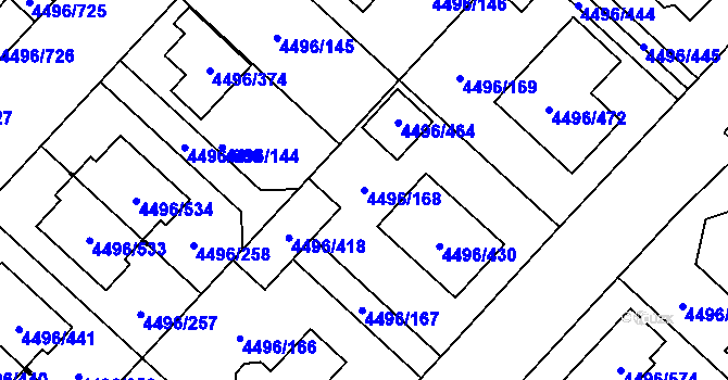 Parcela st. 4496/168 v KÚ Most II, Katastrální mapa