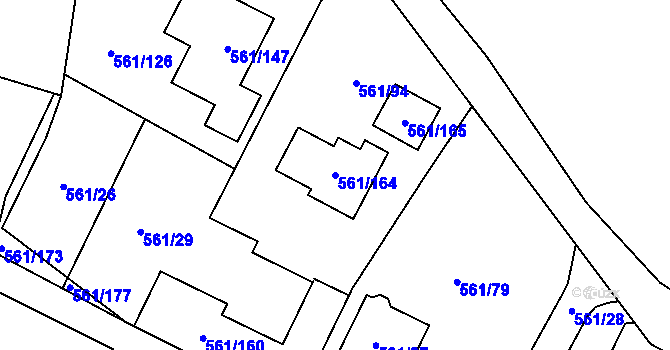 Parcela st. 561/164 v KÚ Most II, Katastrální mapa