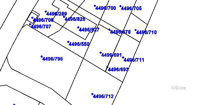 Parcela st. 4496/691 v KÚ Most II, Katastrální mapa