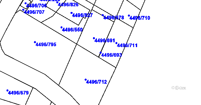 Parcela st. 4496/693 v KÚ Most II, Katastrální mapa