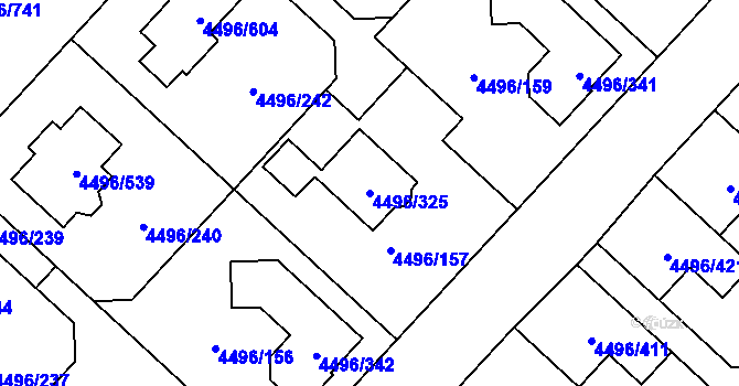 Parcela st. 4496/325 v KÚ Most II, Katastrální mapa