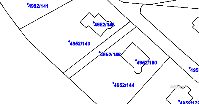 Parcela st. 4952/148 v KÚ Most II, Katastrální mapa