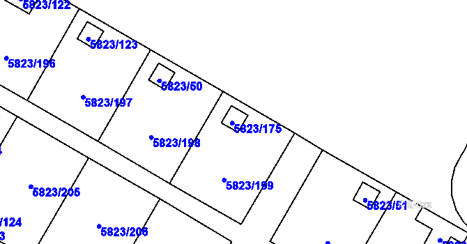 Parcela st. 5823/175 v KÚ Most II, Katastrální mapa
