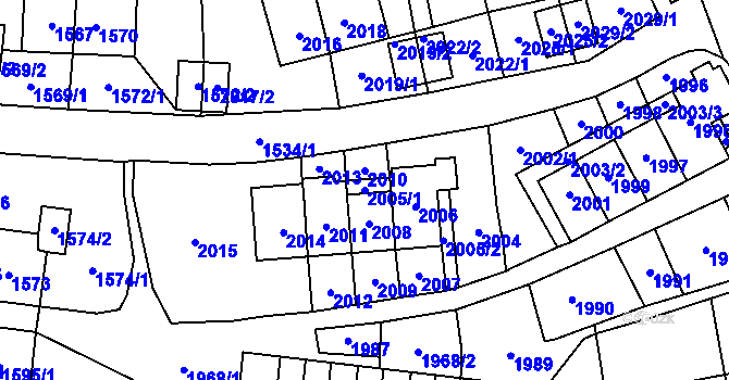 Parcela st. 2005/1 v KÚ Most II, Katastrální mapa