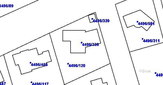 Parcela st. 4496/336 v KÚ Most II, Katastrální mapa