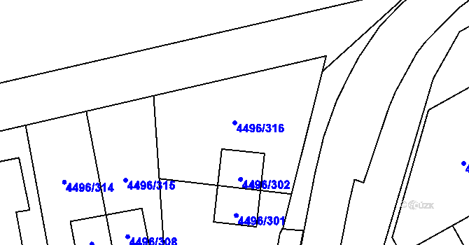 Parcela st. 4496/316 v KÚ Most II, Katastrální mapa