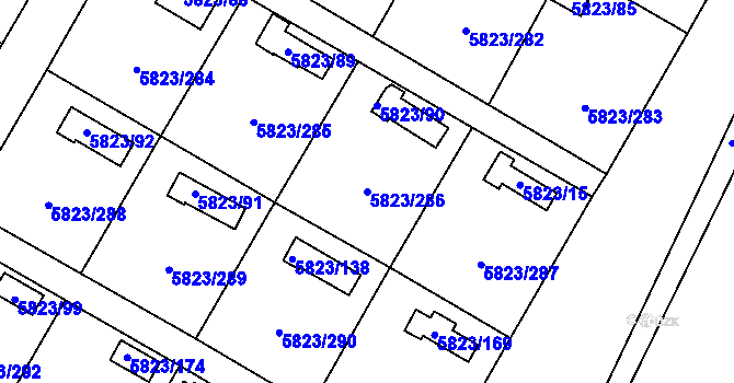 Parcela st. 5823/286 v KÚ Most II, Katastrální mapa