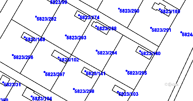 Parcela st. 5823/294 v KÚ Most II, Katastrální mapa