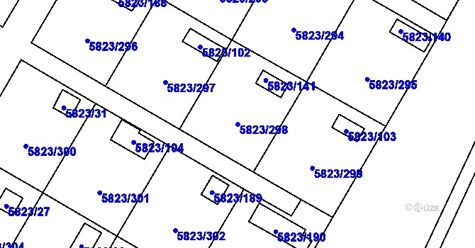 Parcela st. 5823/298 v KÚ Most II, Katastrální mapa