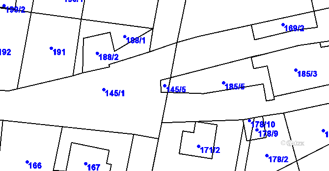 Parcela st. 145/5 v KÚ Most II, Katastrální mapa