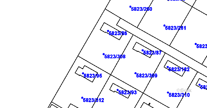 Parcela st. 5823/308 v KÚ Most II, Katastrální mapa