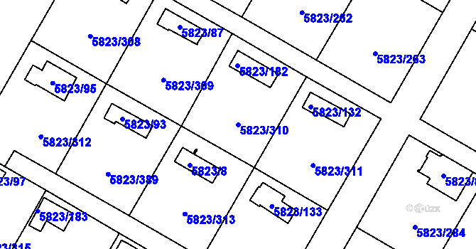 Parcela st. 5823/310 v KÚ Most II, Katastrální mapa