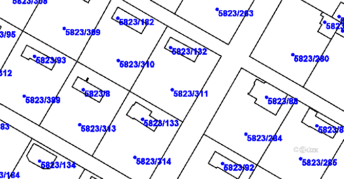 Parcela st. 5823/311 v KÚ Most II, Katastrální mapa