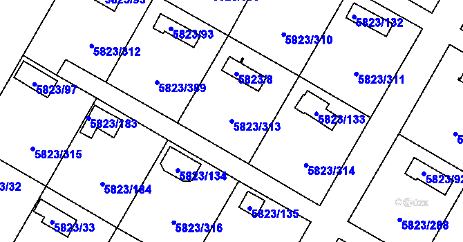 Parcela st. 5823/313 v KÚ Most II, Katastrální mapa