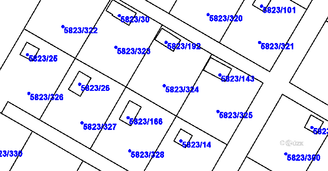 Parcela st. 5823/324 v KÚ Most II, Katastrální mapa