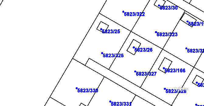 Parcela st. 5823/326 v KÚ Most II, Katastrální mapa