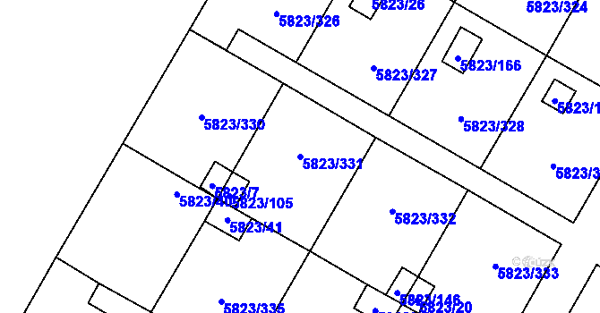 Parcela st. 5823/331 v KÚ Most II, Katastrální mapa