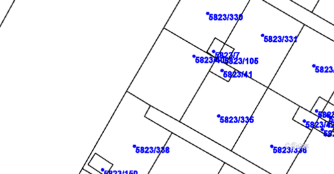 Parcela st. 5823/334 v KÚ Most II, Katastrální mapa