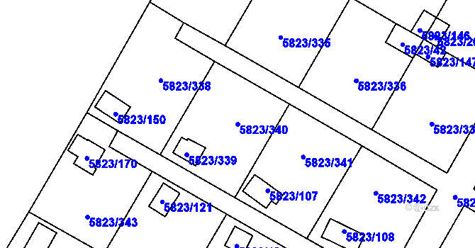 Parcela st. 5823/340 v KÚ Most II, Katastrální mapa