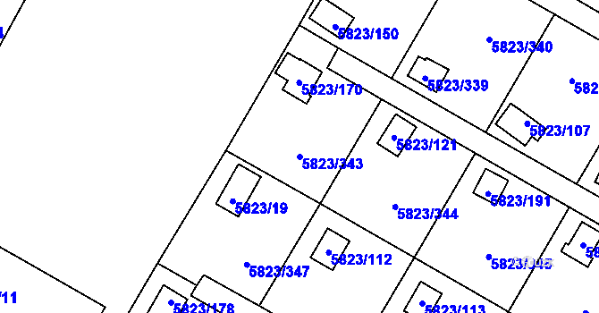 Parcela st. 5823/343 v KÚ Most II, Katastrální mapa