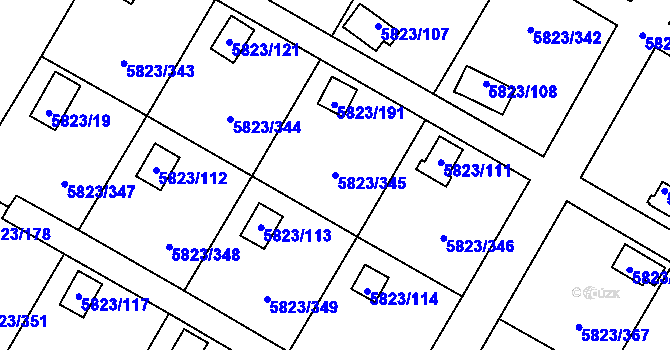 Parcela st. 5823/345 v KÚ Most II, Katastrální mapa