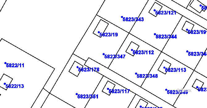 Parcela st. 5823/347 v KÚ Most II, Katastrální mapa