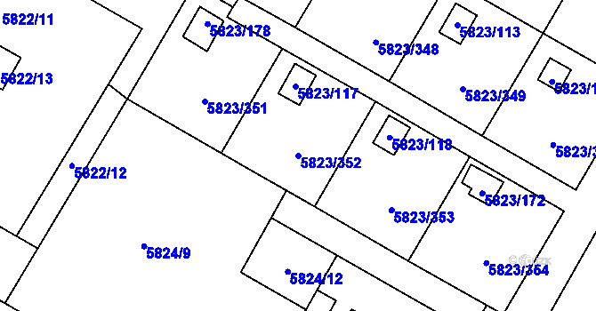 Parcela st. 5823/352 v KÚ Most II, Katastrální mapa
