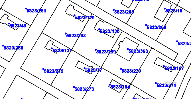 Parcela st. 5823/269 v KÚ Most II, Katastrální mapa