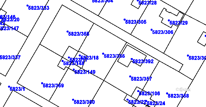 Parcela st. 5823/356 v KÚ Most II, Katastrální mapa