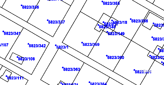 Parcela st. 5823/359 v KÚ Most II, Katastrální mapa