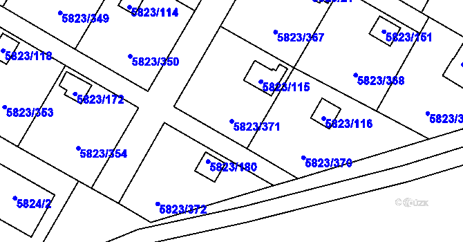 Parcela st. 5823/371 v KÚ Most II, Katastrální mapa
