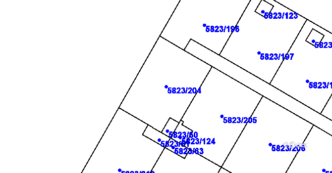 Parcela st. 5823/204 v KÚ Most II, Katastrální mapa