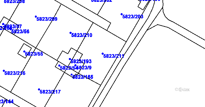 Parcela st. 5823/211 v KÚ Most II, Katastrální mapa