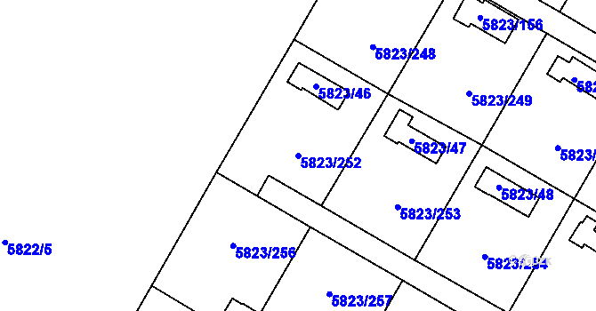 Parcela st. 5823/252 v KÚ Most II, Katastrální mapa