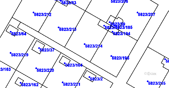 Parcela st. 5823/214 v KÚ Most II, Katastrální mapa