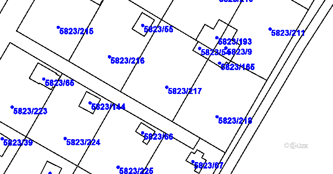 Parcela st. 5823/217 v KÚ Most II, Katastrální mapa