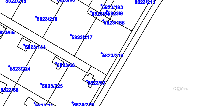Parcela st. 5823/218 v KÚ Most II, Katastrální mapa